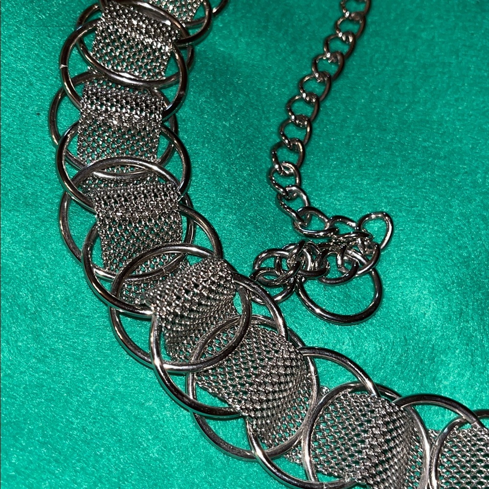 Adjustable Silver Tone Ring Chain Maille Hook End… - image 5
